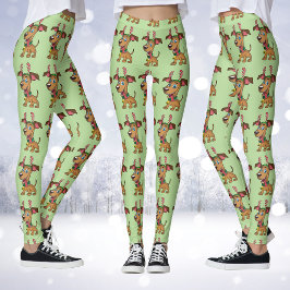 Weihnachts-Rentier-Hund Cartoon Leggings