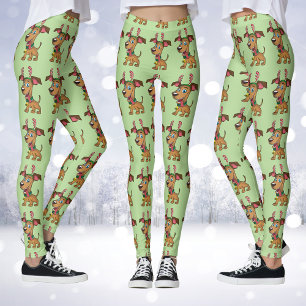 Weihnachts-Rentier-Hund Cartoon Leggings