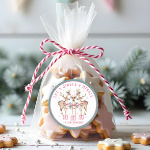 Weihnachts-Rentier Jingle & Mingle Personalisiert Runder Aufkleber