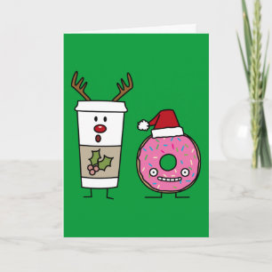 Weihnachts-Rentier-Kaffee und Santa Donut Feiertagskarte