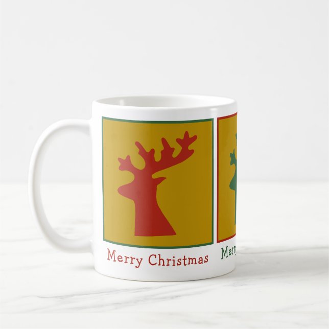 Weihnachts-Rentier Kopf Red Green & Gold Custom Kaffeetasse (Links)