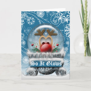 Weihnachts-Rentier-Niedliche Snowglobe-Fotovorlage Feiertagskarte