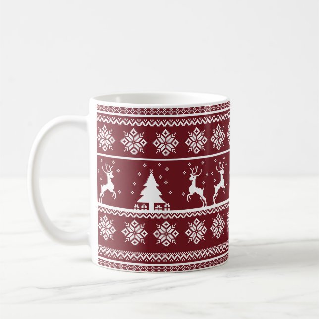  Weihnachts-Rentier-Pullovermuster Kaffeetasse (Links)