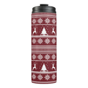 Weihnachts-Rentier-Pullovermuster Thermosbecher