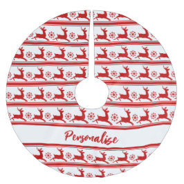 Weihnachts-Rentier Red White Snowflake Holiday Bru Polyester Weihnachtsbaumdecke