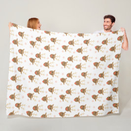 Weihnachts-Rentier-Schneeflocken Muster Pink Gold Fleecedecke