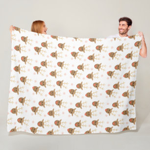 Weihnachts-Rentier-Schneeflocken Muster Pink Gold Fleecedecke