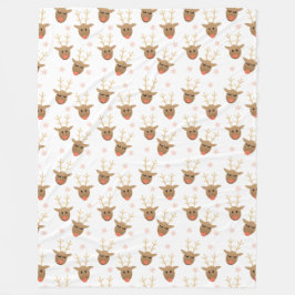 Weihnachts-Rentier-Schneeflocken Muster Pink Gold Fleecedecke