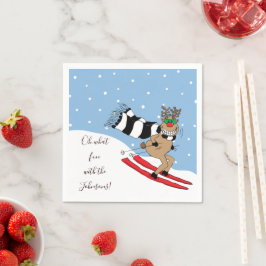 Weihnachts-Rentier-Skifahren Serviette