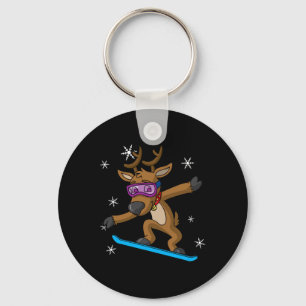 Weihnachts-Rentier Snowboarder Snowboarder Snowbo Schlüsselanhänger
