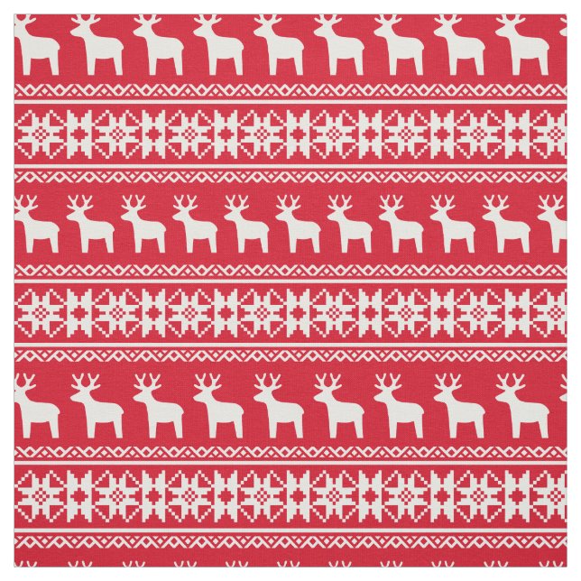 Weihnachts-Rentier-Snowflake-Muster Vintag Red Stoff (Muster)