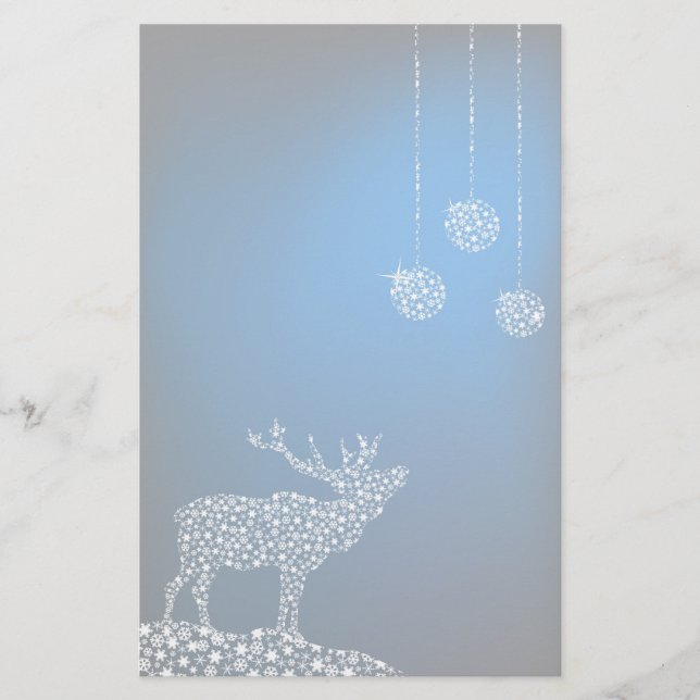Weihnachts-Rentier & Sterne Briefpapier (Vorderseite)