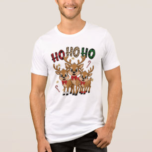 Weihnachts-Rentier-Trio mit Ho Ho Ho Grafik T-Shir Tri-Blend Shirt