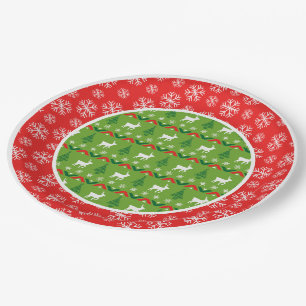 Weihnachts-Rentier und Schneeflocken-Muster Pappteller