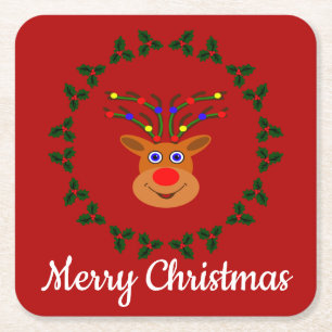 Weihnachts-Rentier-Untersetzer Rechteckiger Pappuntersetzer