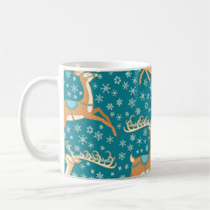 Weihnachts-Rentier: Vintages nahtloses Muster. Kaffeetasse