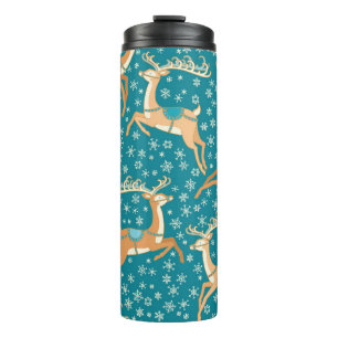 Weihnachts-Rentier: Vintages nahtloses Muster. Thermosbecher