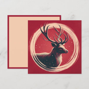 Weihnachts-Rentier Zeitgenössische Boho Illustrati Feiertagskarte