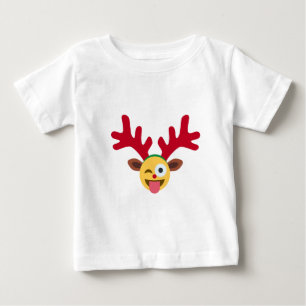 Weihnachts-Rentier-Zwinkern-Emoji Baby T-shirt