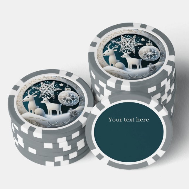 Weihnachts-Rentiere am 3. Dezember Text hinzufügen Pokerchips (Stapel)