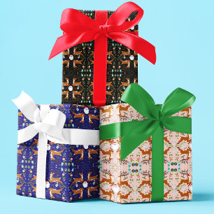 Weihnachts-Rentiere Nahtloses Muster Geschenkpapier Set