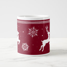Weihnachts-Rentiere und Schneeflocken Jumbo-Tasse