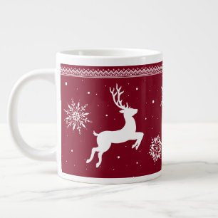 Weihnachts-Rentiere und Schneeflocken Jumbo-Tasse