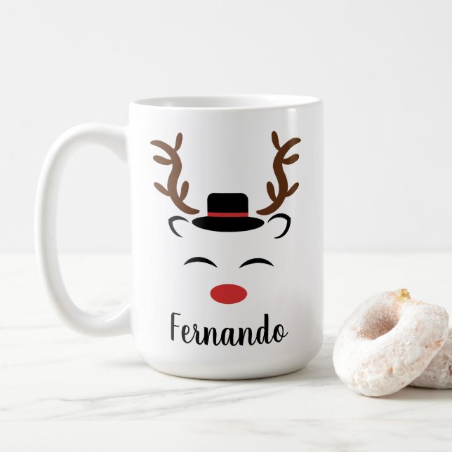 Weihnachts-Rentierfisch personalisiert Kaffeetasse (Mit Donut)