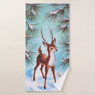 Weihnachts-Rentierfisch Pine Trees Badhandtuch Set