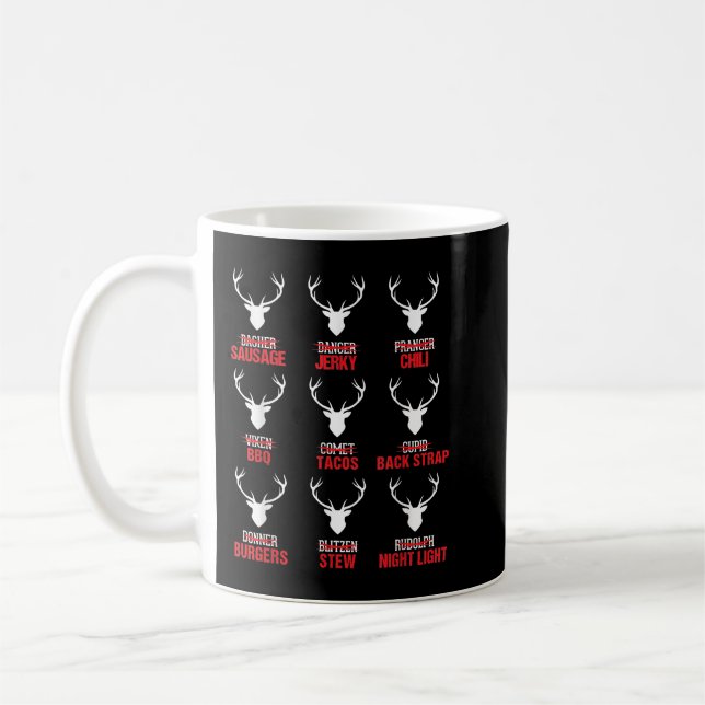 Weihnachts-Rentierjäger Hirschfleisch-Jagd Kaffeetasse (Links)