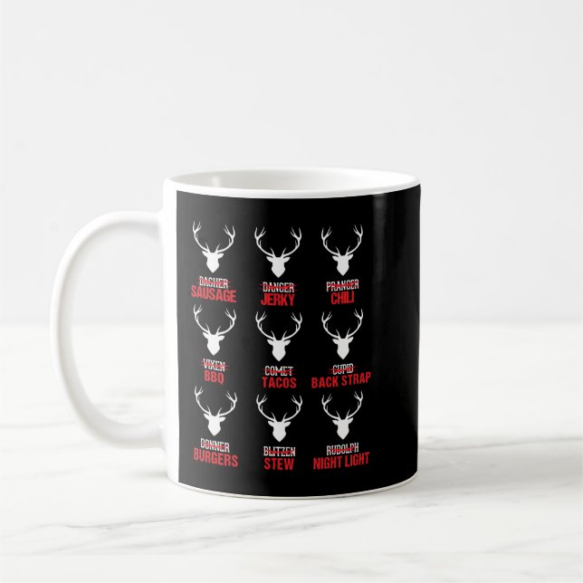 Weihnachts-Rentierjäger Hirschfleisch-Jagd Kaffeetasse (Links)