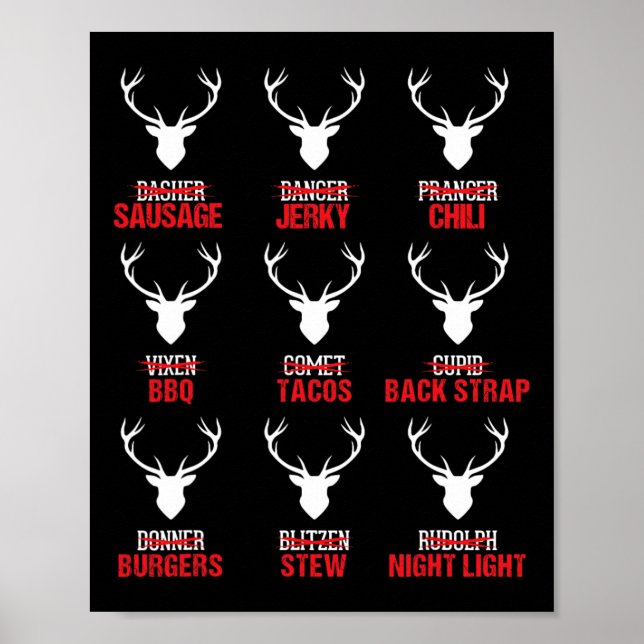 Weihnachts-Rentierjäger Hirschfleisch-Jagd Poster (Vorne)