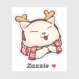 Weihnachts-Rentierkatze mit Scarf Aufkleber