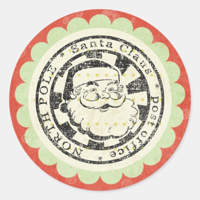 Weihnachts-Retro-Aufkleber Runder Aufkleber (Vorderseite)