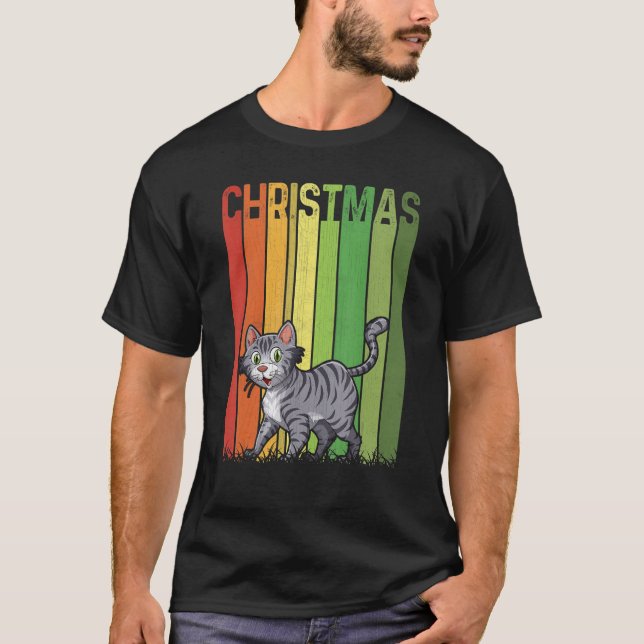 Weihnachts Retro Bobcats Niedliche Gruppe Matching T-Shirt (Vorderseite)