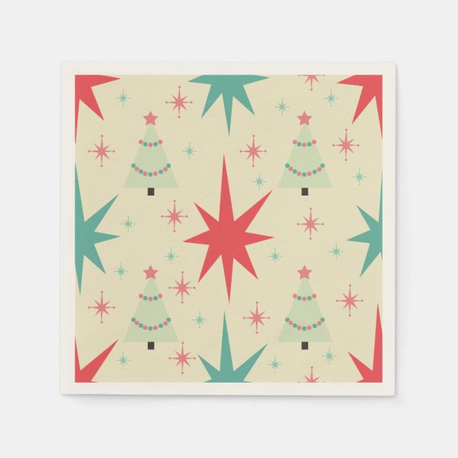 Weihnachts-Retro der 1950er Jahre Serviette (Vorderseite)