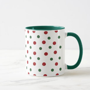 Weihnachts Retro Dots Muster rot Grün Tasse