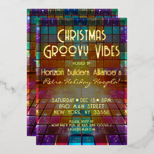 Weihnachts-Retro-Groovy-Vibes-Party-Einladung Folieneinladung