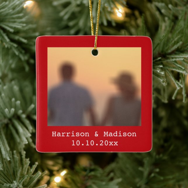 Weihnachts-Retro-Instant-Foto-Namen Keramikornament (Baum)