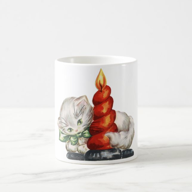 Weihnachts-Retro-Katze Kaffeetasse (Mittel)