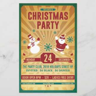 Weihnachts Retro Party Flyer