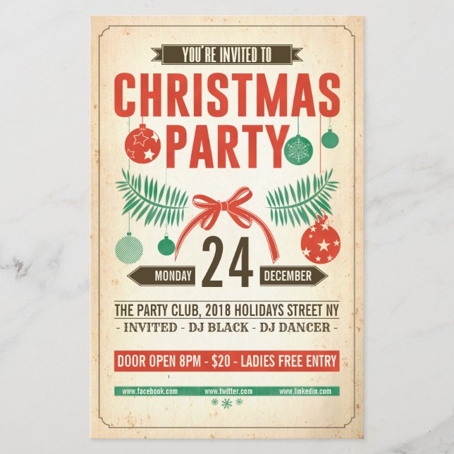Weihnachts Retro Party Flyer (Vorderseite)