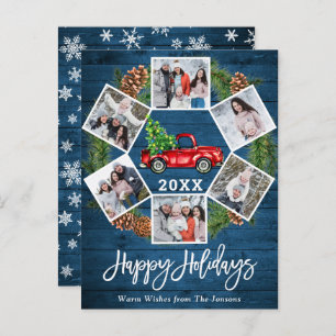 Weihnachts Retro Red Farm Truck Holiday Foto Card Postkarte