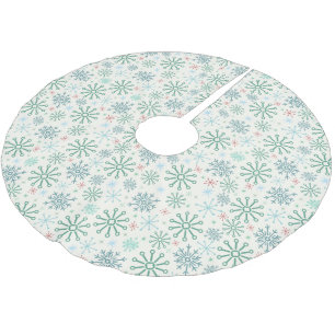 Weihnachts-Retro-Schneeflocken-Muster Creme oder B Polyester Weihnachtsbaumdecke