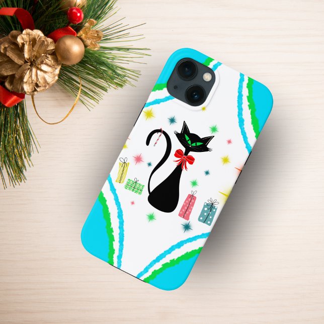 Weihnachts Retro Siamese Cat Case-Mate iPhone Hülle (Von Creator hochgeladen)