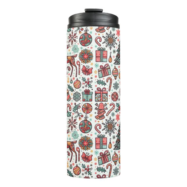 Weihnachts Retro Tree Geschenk Thermal Tumbler Thermosbecher (Vorderseite)