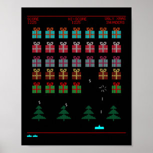 Weihnachts-Retro-Videospiel Poster