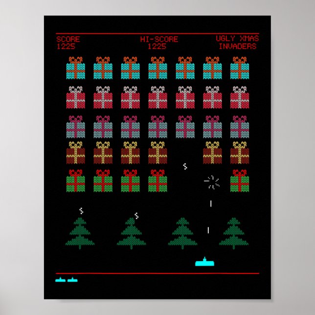 Weihnachts-Retro-Videospiel Poster (Vorne)