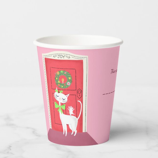 Weihnachts Retro White Cut and Mouse Paper Cups Pappbecher (Vorderseite)
