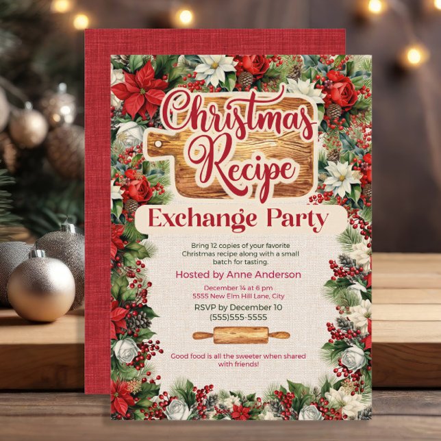 Weihnachts-Rezept-Exchange-Party Einladung (Christmas Recipe Exchange party invitation)